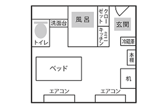 寮（Aタイプ）の間取り図